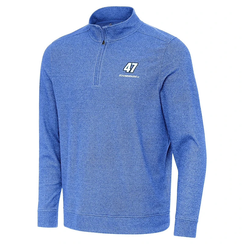Men's Antigua Heather Royal Ricky Stenhouse Jr. Subtle Quarter-Zip Pullover Top