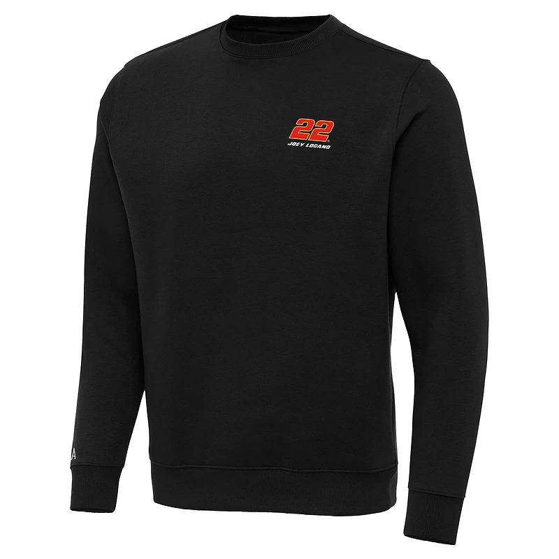 Men's Antigua  Black Joey Logano Victory Pullover Sweatshirt