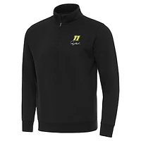 Men's Antigua  Black Denny Hamlin Victory Quarter-Zip Sweatshirt
