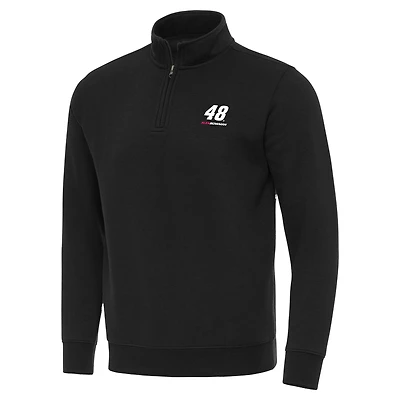 Men's Antigua Black Alex Bowman Victory Quarter-Zip Sweatshirt