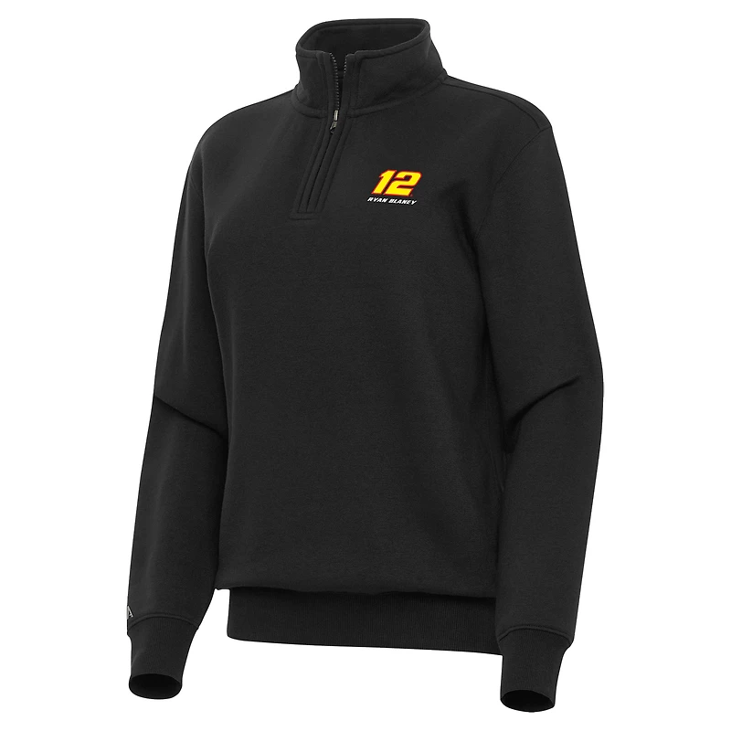 Women's Antigua  Black Ryan Blaney Victory Quarter-Zip Sweatshirt