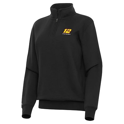 Women's Antigua  Black Ryan Blaney Victory Quarter-Zip Sweatshirt