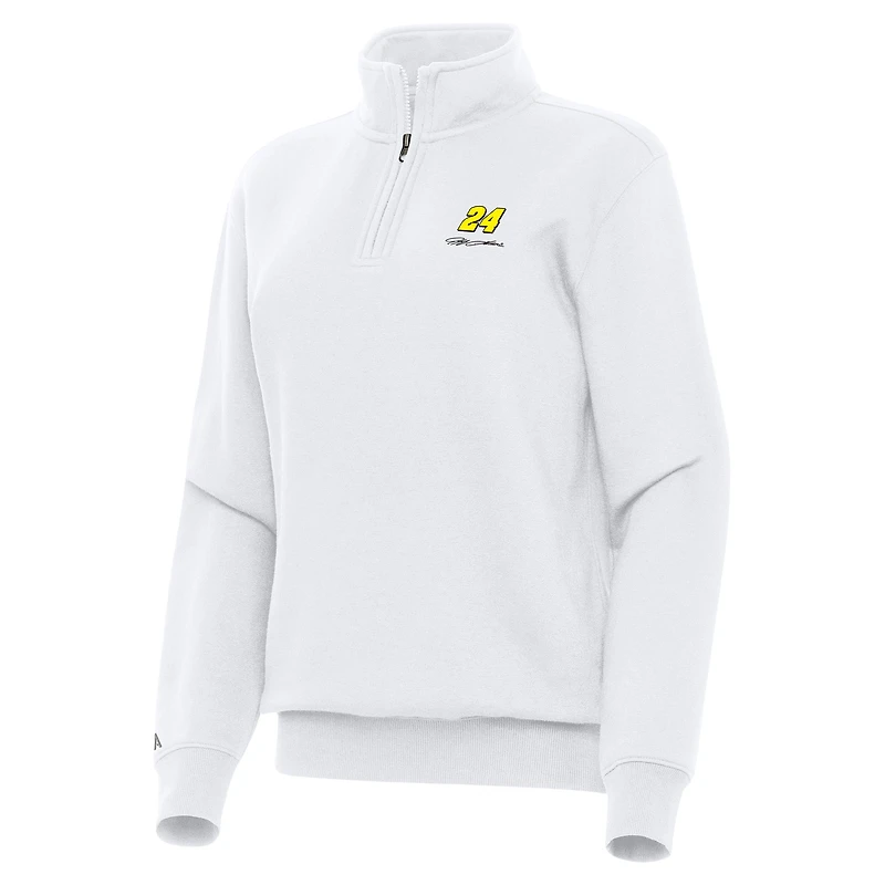 Women's Antigua White Jeff Gordon Victory Quarter-Zip Sweatshirt