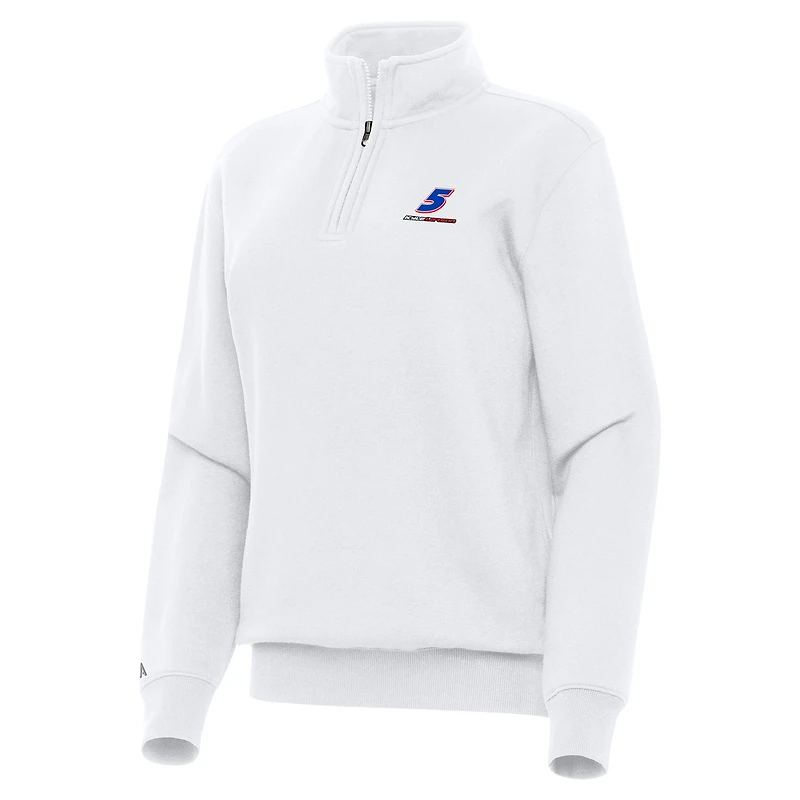 Women's Antigua White Kyle Larson Victory Quarter-Zip Sweatshirt