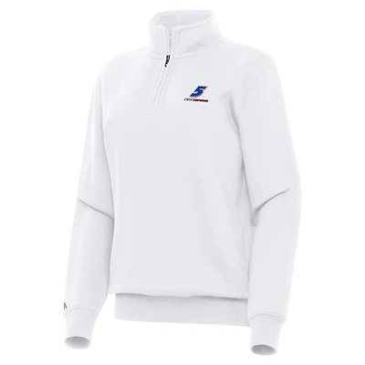Women's Antigua White Kyle Larson Victory Quarter-Zip Sweatshirt