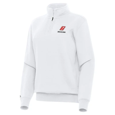 Women's Antigua White Brad Keselowski Victory Quarter-Zip Sweatshirt