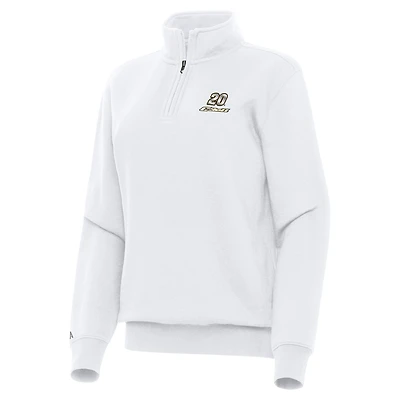 Women's Antigua White Christopher Bell Victory Quarter-Zip Sweatshirt