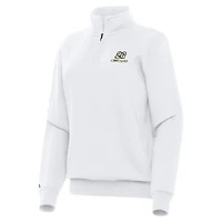 Women's Antigua  White Christopher Bell Victory Quarter-Zip Sweatshirt