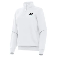 Women's Antigua  White Alex Bowman Victory Quarter-Zip Sweatshirt