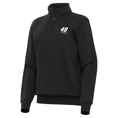 Women's Antigua  Black Alex Bowman Victory Quarter-Zip Sweatshirt