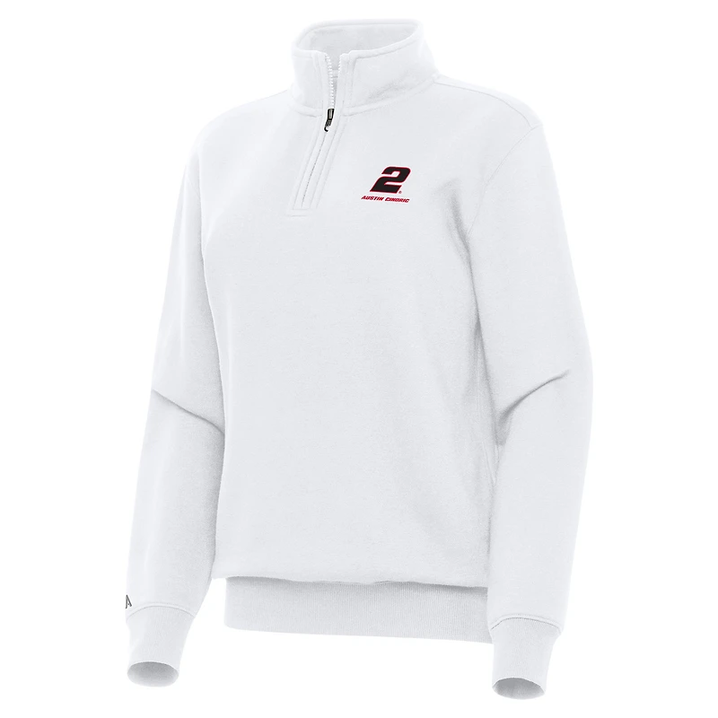 Women's Antigua White Austin Cindric Victory Quarter-Zip Sweatshirt