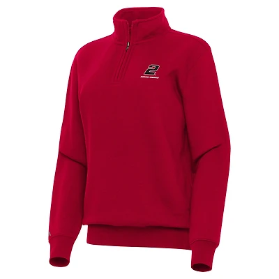 Women's Antigua  Red Austin Cindric Victory Quarter-Zip Sweatshirt