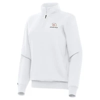 Women's Antigua  White Austin Dillon Victory Quarter-Zip Sweatshirt