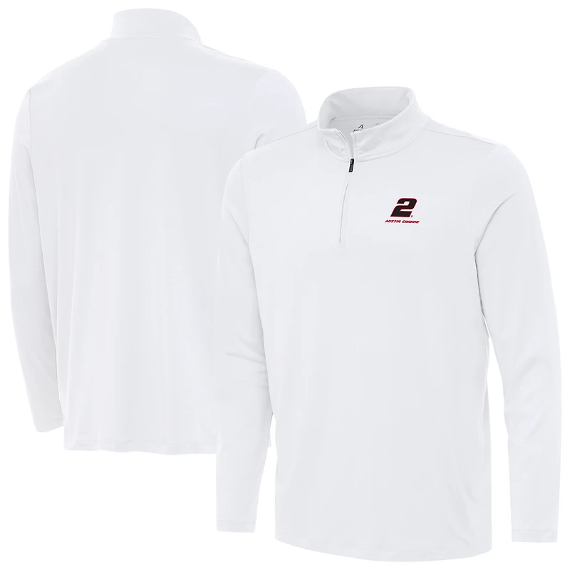 Men's Antigua  White Austin Cindric Reprocess Quarter-Zip Top