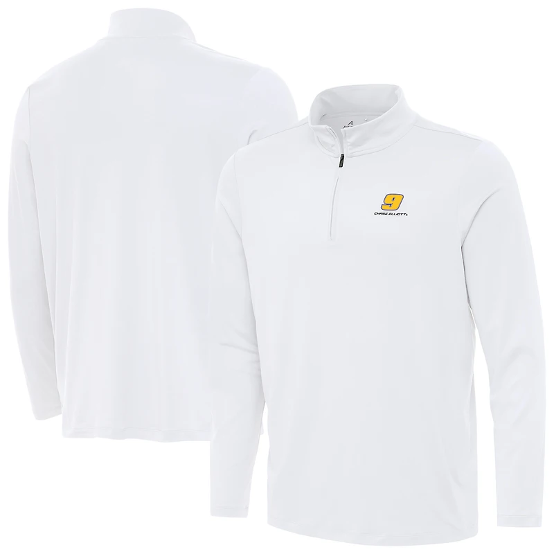 Men's Antigua  White Chase Elliott Reprocess Quarter-Zip Top