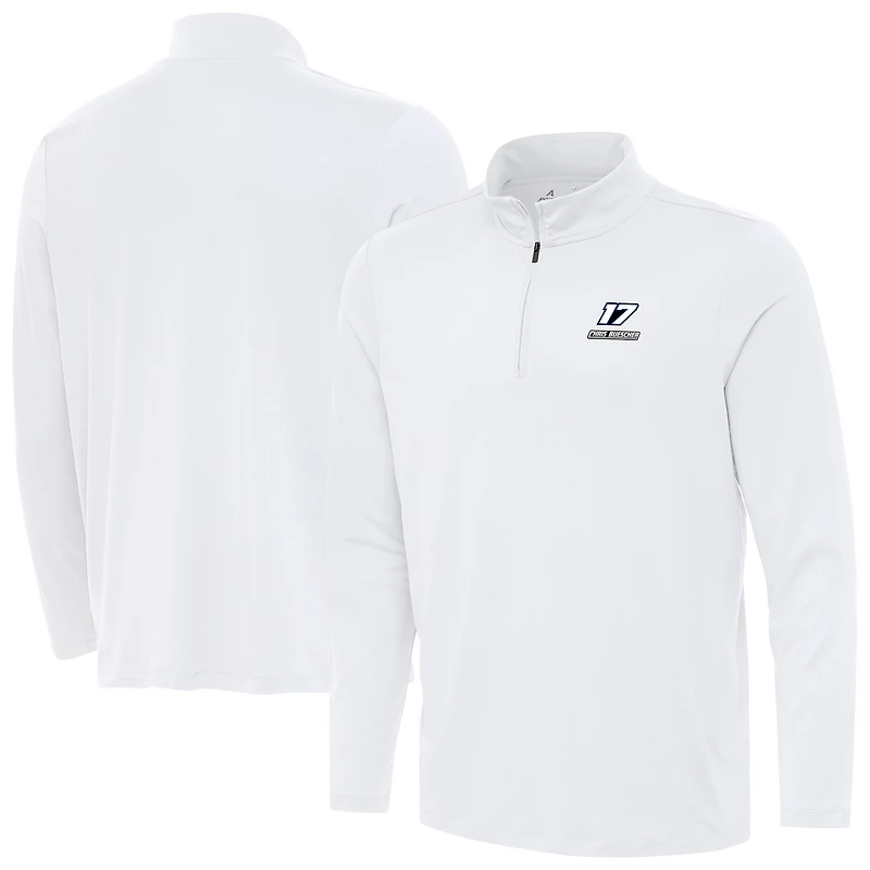 Men's Antigua White Chris Buescher Reprocess Quarter-Zip Top