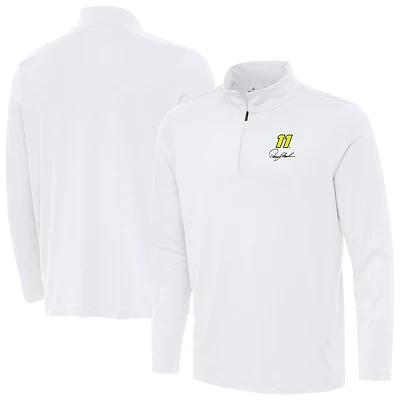 Men's Antigua White Denny Hamlin Reprocess Quarter-Zip Top
