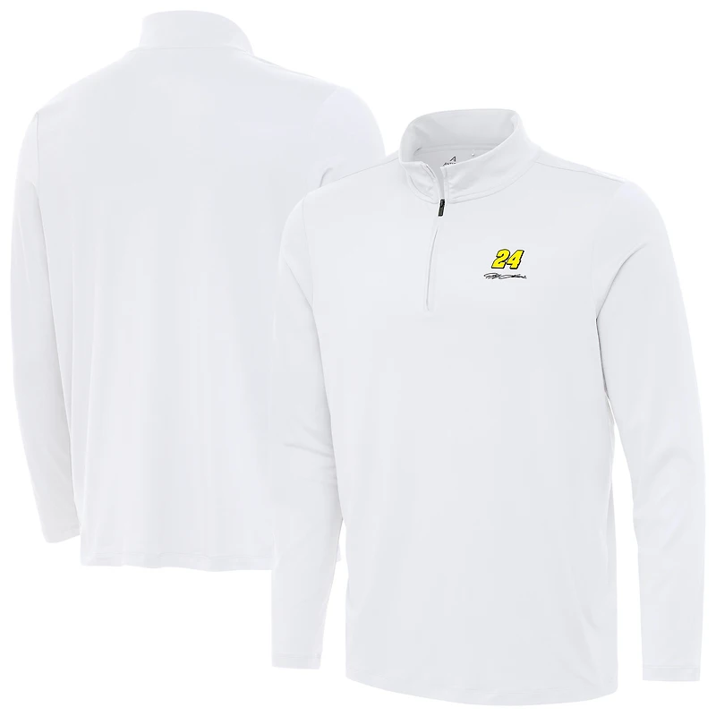 Men's Antigua  White Jeff Gordon Reprocess Quarter-Zip Top