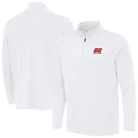 Men's Antigua  White Joey Logano Reprocess Quarter-Zip Top