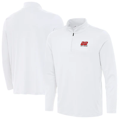 Men's Antigua  White Joey Logano Reprocess Quarter-Zip Top
