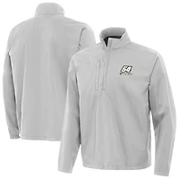 Men's Antigua  Heather Gray Ty Gibbs Brisk Quarter-Zip Pullover Jacket