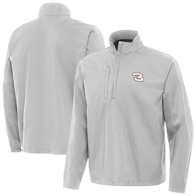 Men's Antigua Heather Gray NASCAR Brisk Quarter-Zip Pullover Jacket