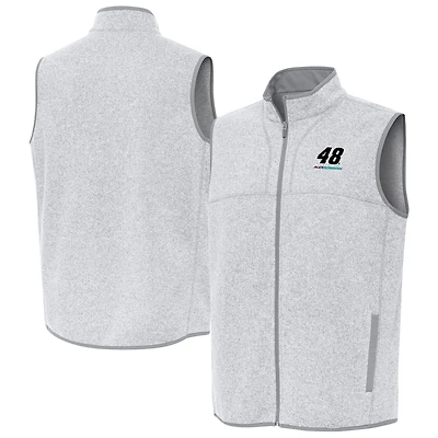 Men's Antigua Heather Gray Alex Bowman Fortune Full-Zip Vest