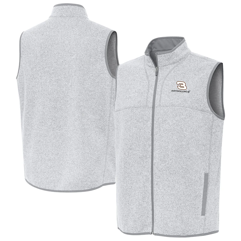 Men's Antigua Heather Gray Austin Dillon Fortune Full-Zip Vest