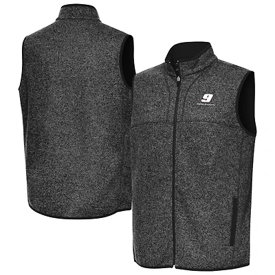 Men's Antigua Heather Black Chase Elliott Fortune Full-Zip Vest