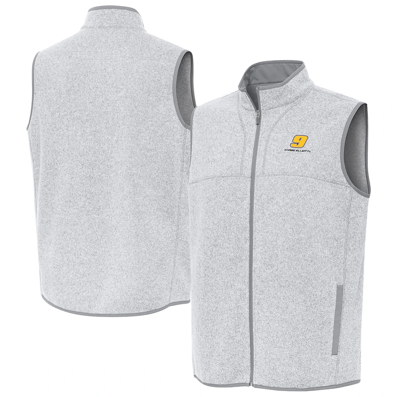 Men's Antigua  Heather Gray Chase Elliott Fortune Full-Zip Vest