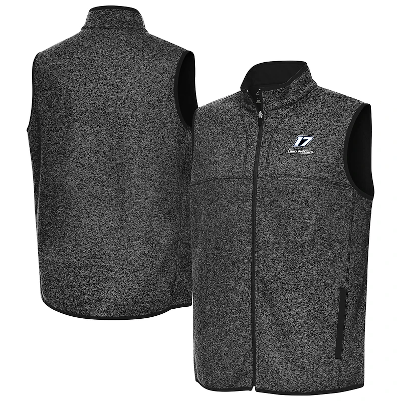 Men's Antigua  Heather Black Chris Buescher Fortune Full-Zip Vest