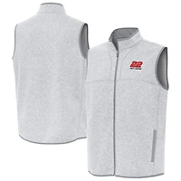 Men's Antigua  Heather Gray Joey Logano Fortune Full-Zip Vest