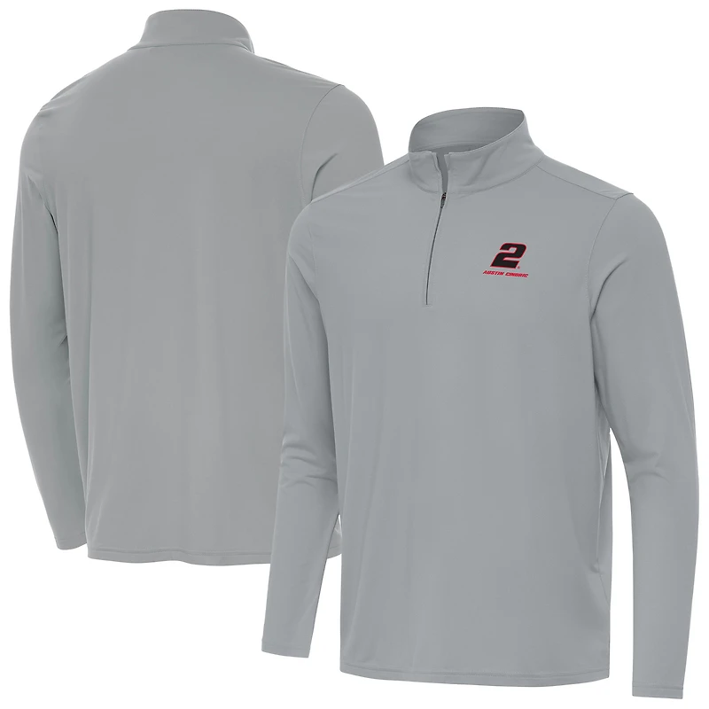 Men's Antigua  Gray Austin Cindric Intent Quarter-Zip Top