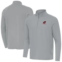 Men's Antigua  Gray Austin Cindric Intent Quarter-Zip Top