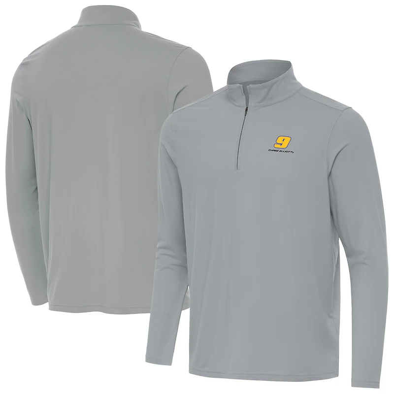 Men's Antigua  Gray Chase Elliott Intent Quarter-Zip Top
