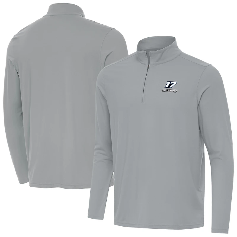 Men's Antigua Gray Chris Buescher Intent Quarter-Zip Top