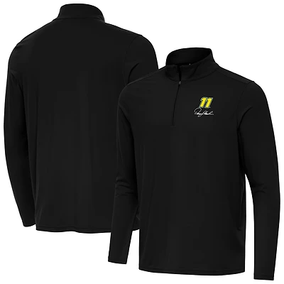 Men's Antigua  Black Denny Hamlin Intent Quarter-Zip Top