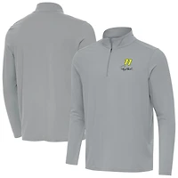 Men's Antigua  Gray Denny Hamlin Intent Quarter-Zip Top