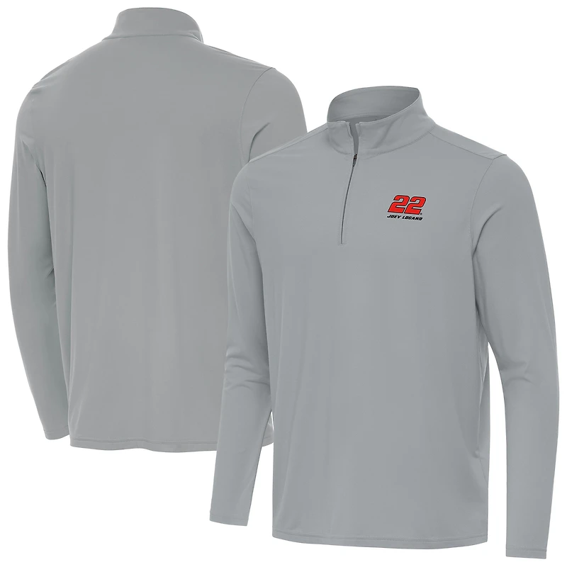 Men's Antigua  Gray Joey Logano Intent Quarter-Zip Top