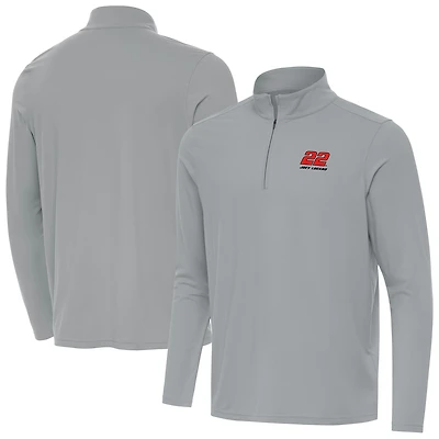 Men's Antigua  Gray Joey Logano Intent Quarter-Zip Top