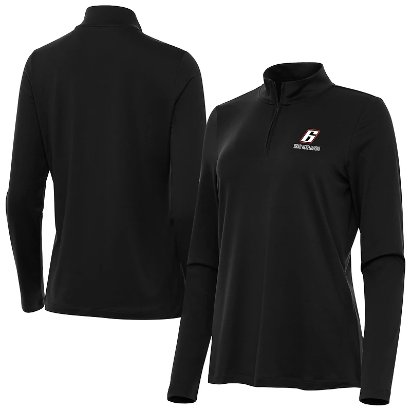 Women's Antigua Black Brad Keselowski Reprocess Quarter-Zip Pullover Top