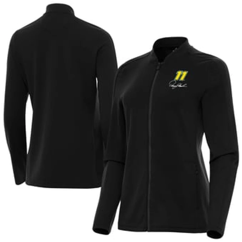 Women's Antigua Black Denny Hamlin Continual Full-Zip Jacket