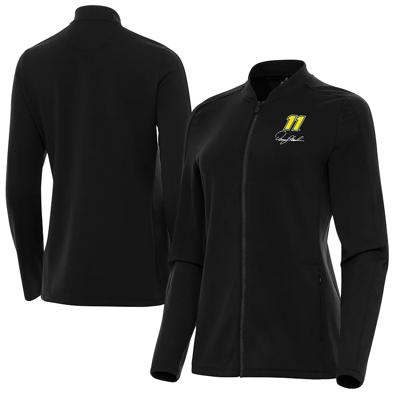 Women's Antigua Black Denny Hamlin Continual Full-Zip Jacket