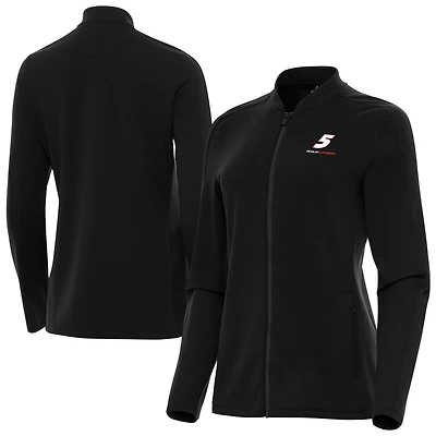 Women's Antigua Black Kyle Larson Continual Full-Zip Jacket