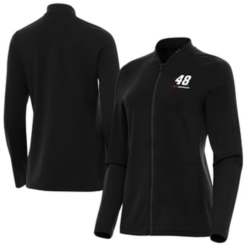 Women's Antigua Black Alex Bowman Continual Full-Zip Jacket