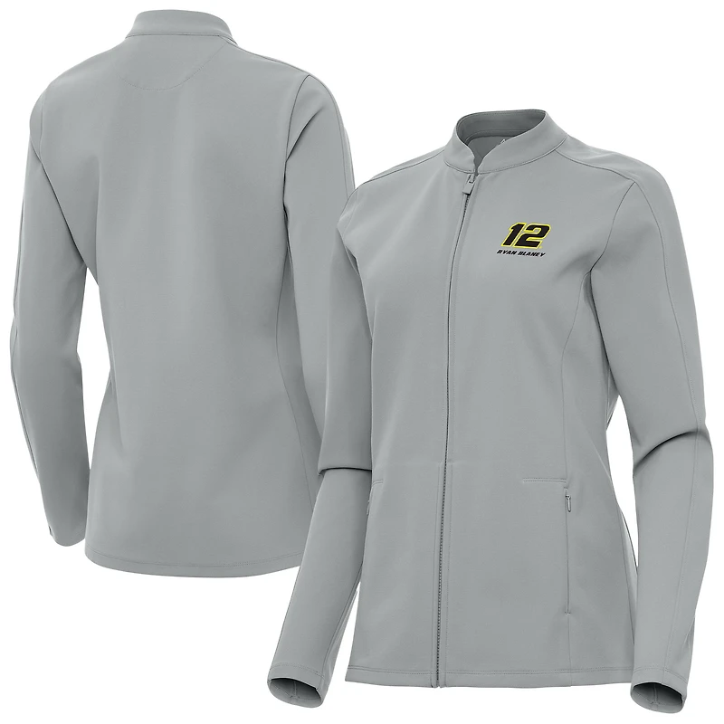 Women's Antigua Gray Ryan Blaney Regard Full-Zip Jacket