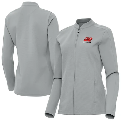Women's Antigua Gray Joey Logano Regard Full-Zip Jacket