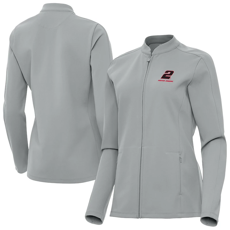 Women's Antigua Gray Austin Cindric Regard Full-Zip Jacket
