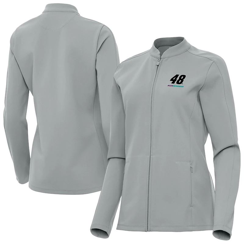 Women's Antigua Gray Alex Bowman Regard Full-Zip Jacket