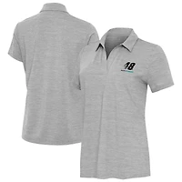 Women's Antigua Heather Gray Alex Bowman Layout V-Neck Polo